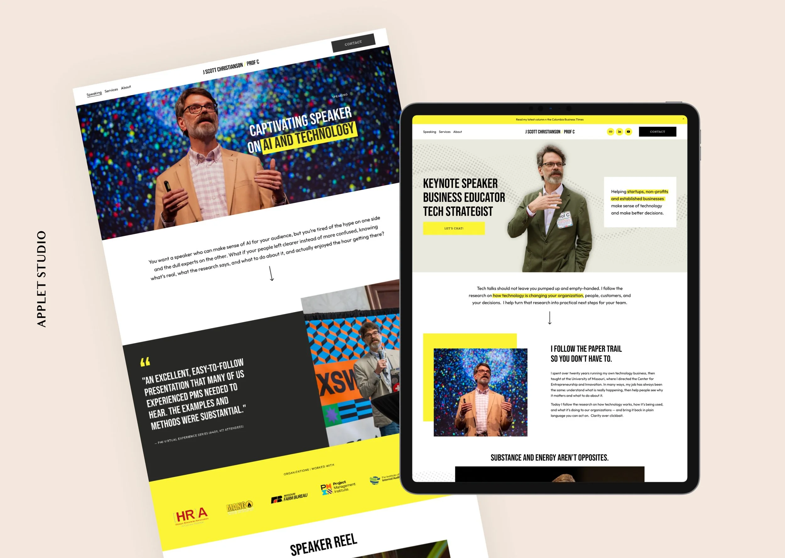 squarespace website for a keynote speaker