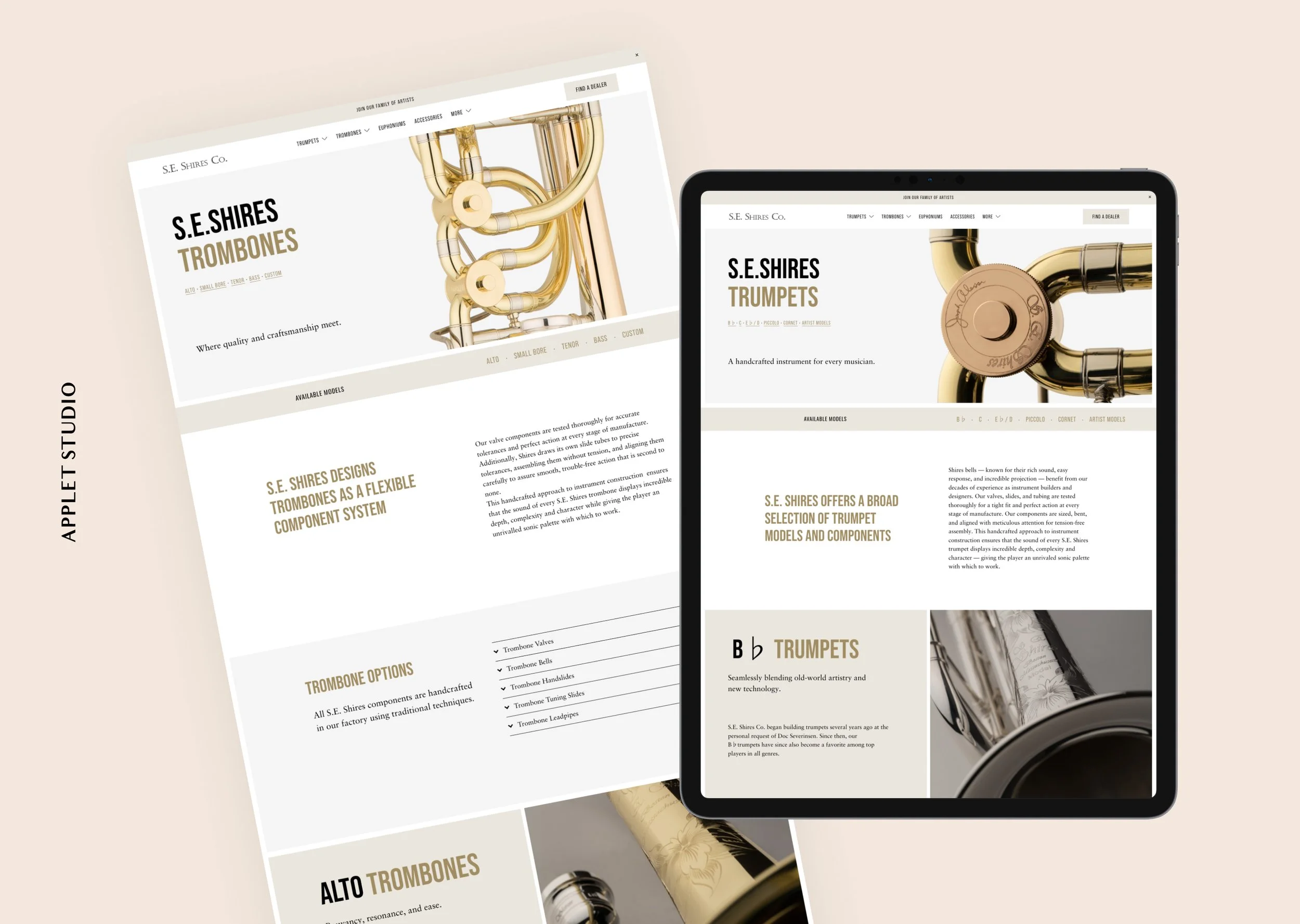 Squarespace Website for Squarespace Website for a Brass Instrument Maker