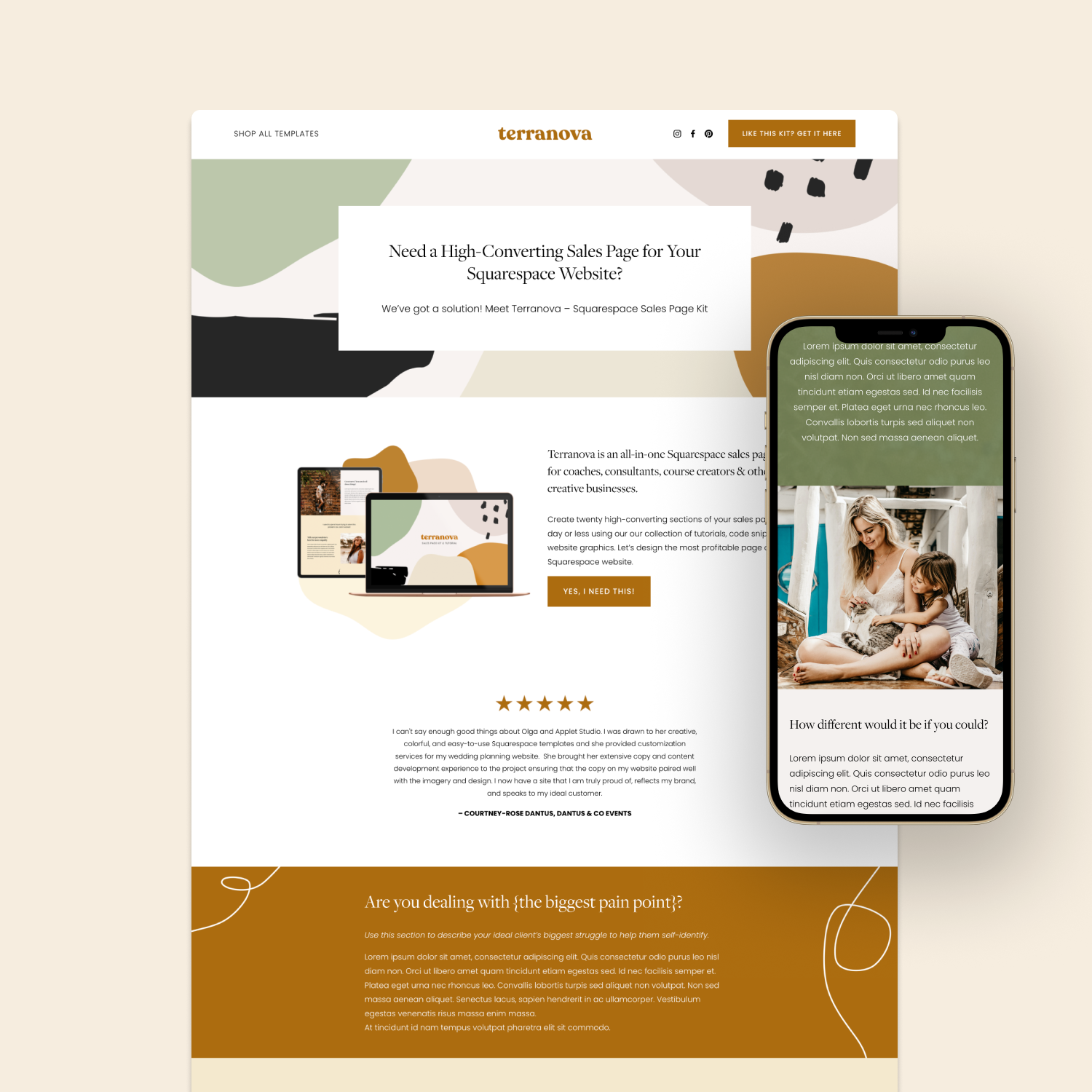 Terranova – Sales Page Template for Squarespace 7.1