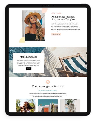 Squarespace photography website template on tablet — gallery-led layout for photographers
