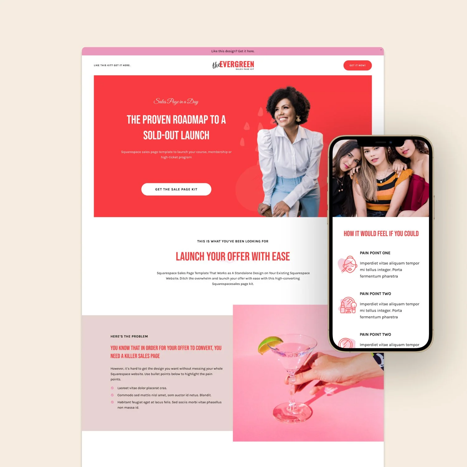 Evergreen – Sales Page Template for Squarespace 7.1
