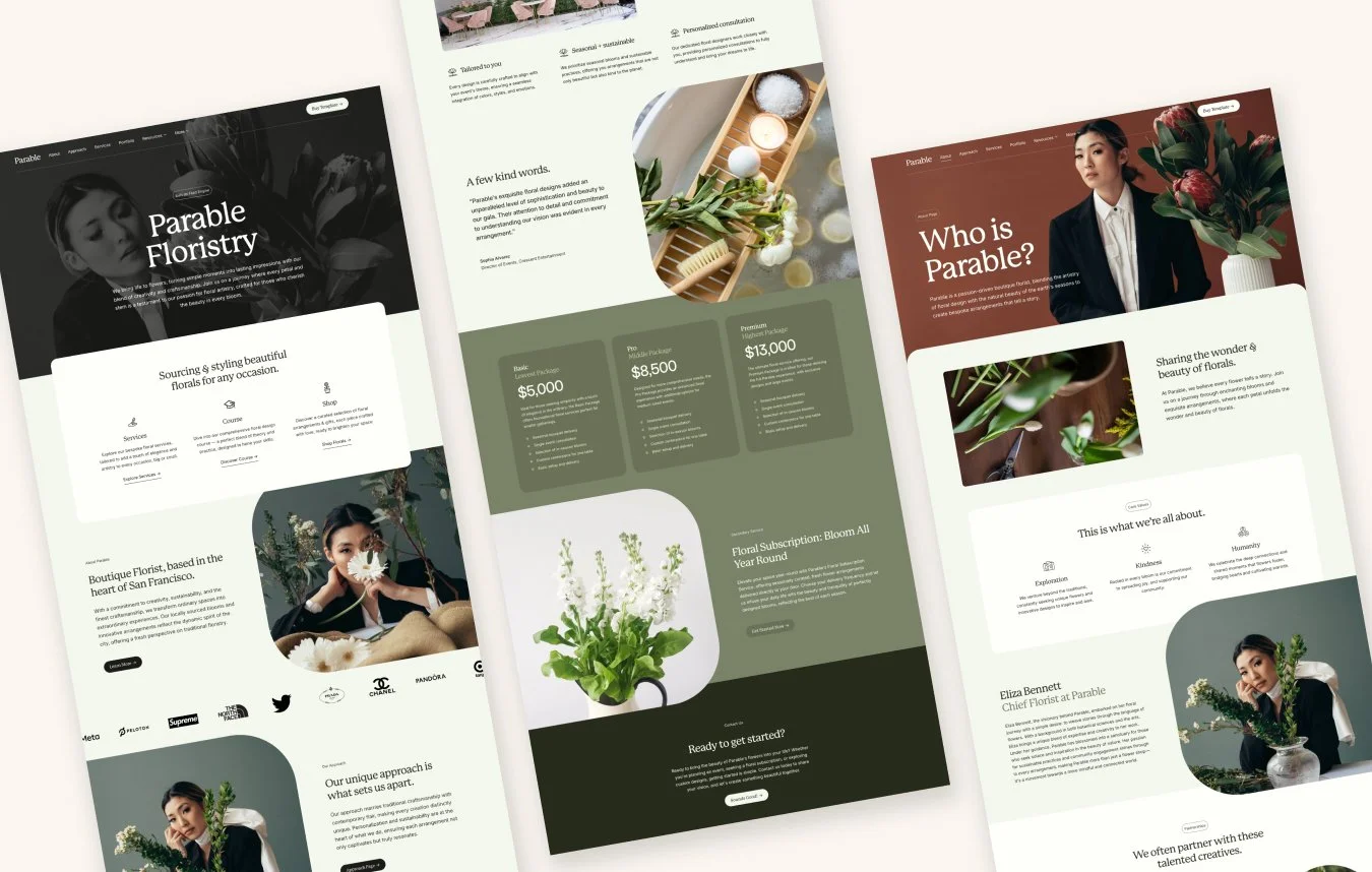 Squarespace Template for florists Parable