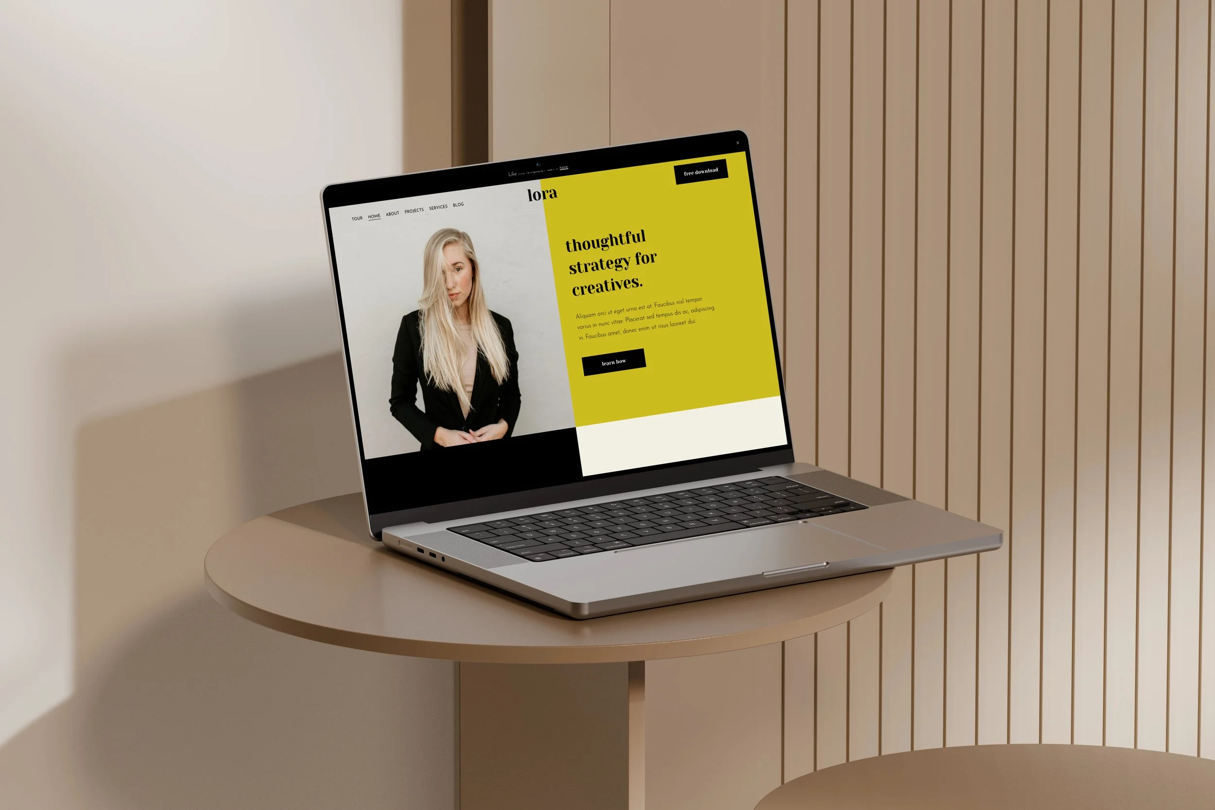 Squarespace photography website shown on laptop — template for photographers