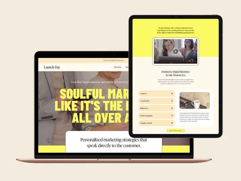 Launch day Squarespace template for organizations