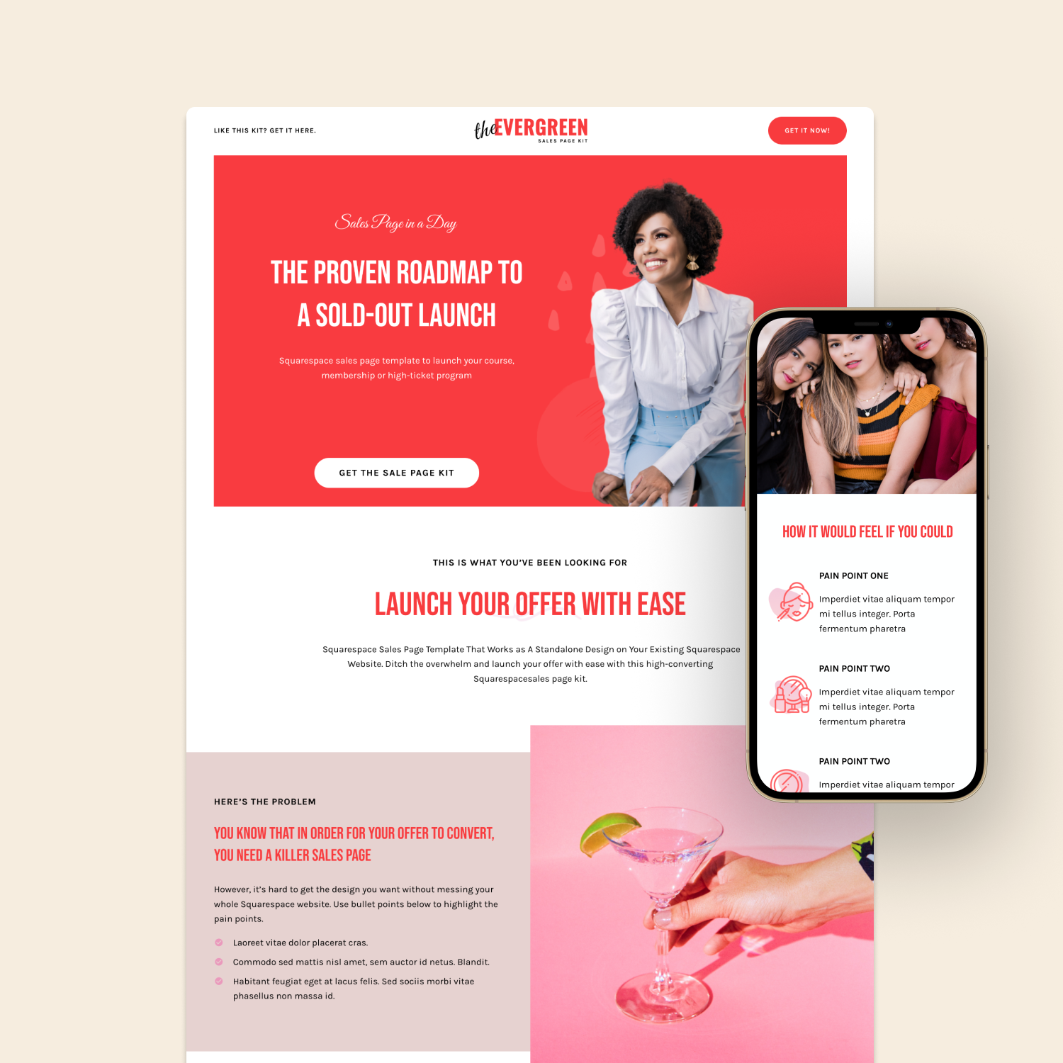 Evergreen – Sales Page Template for Squarespace 7.1
