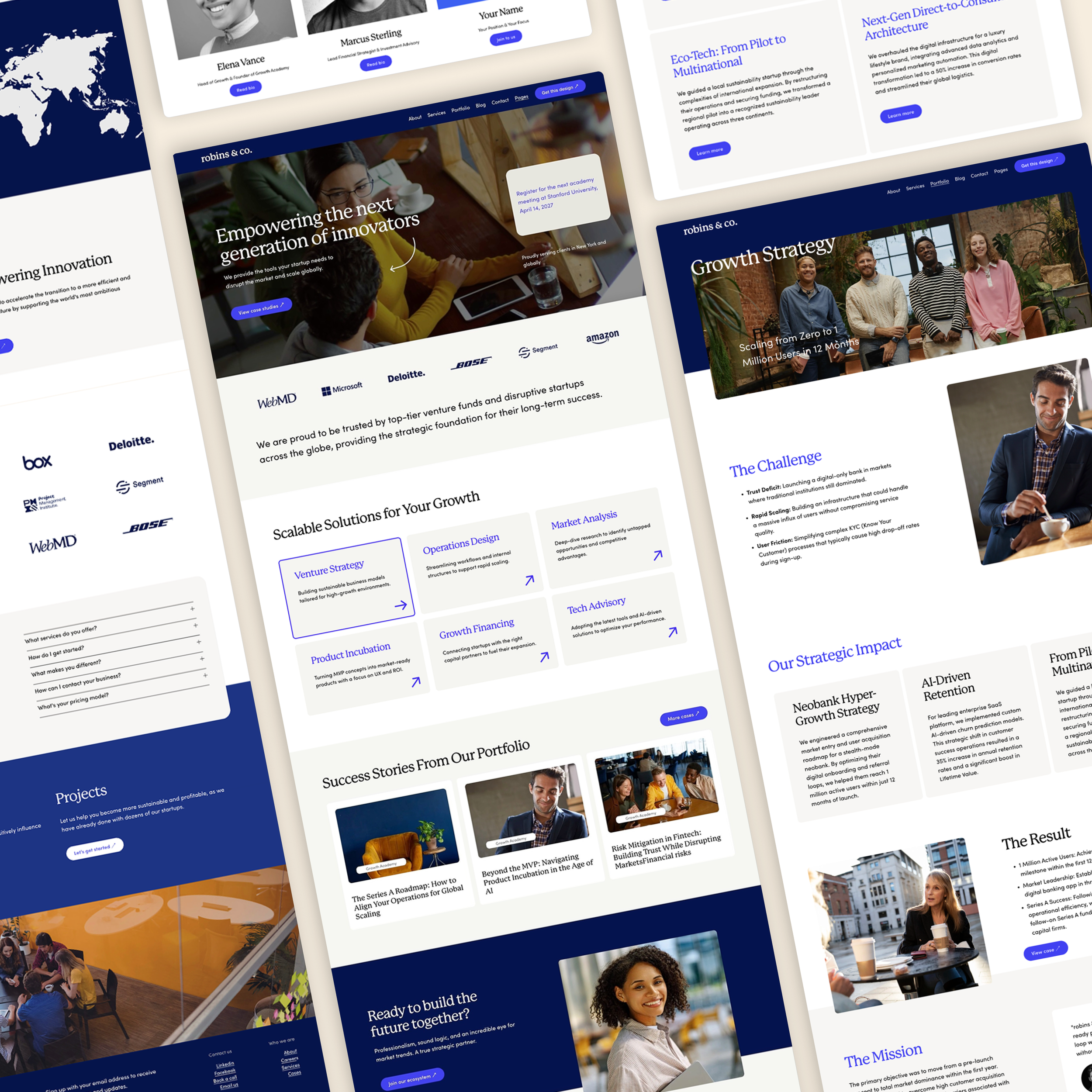 Robins Squarespace template for startups, consultancies, and investment firms