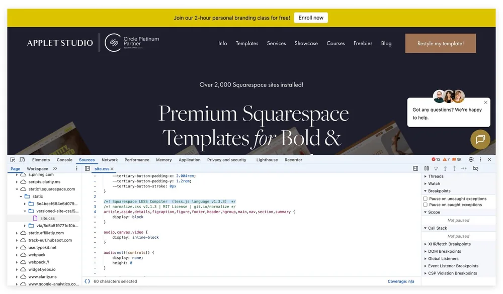 How to View Custom CSS on Any Squarespace Website — Applet Studio