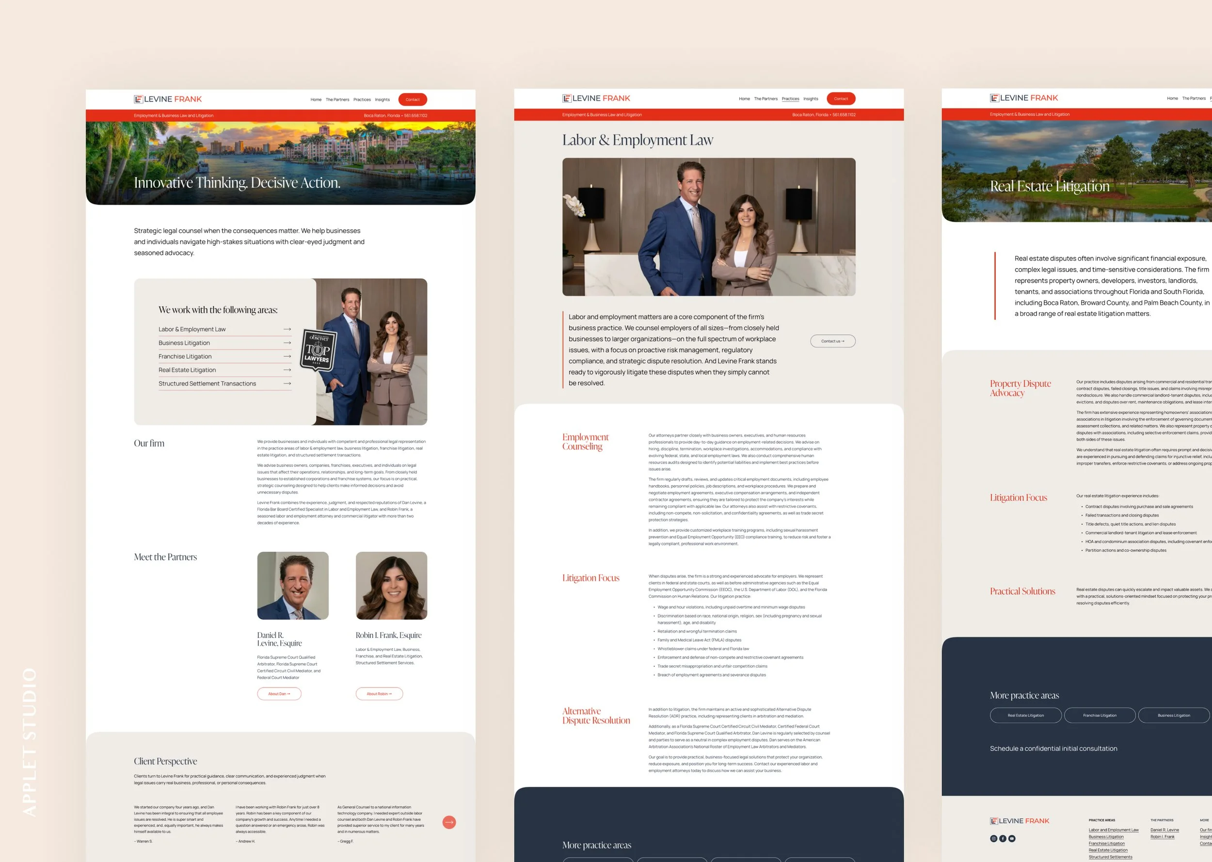 Squarespace website for a law firm screenshots of pages