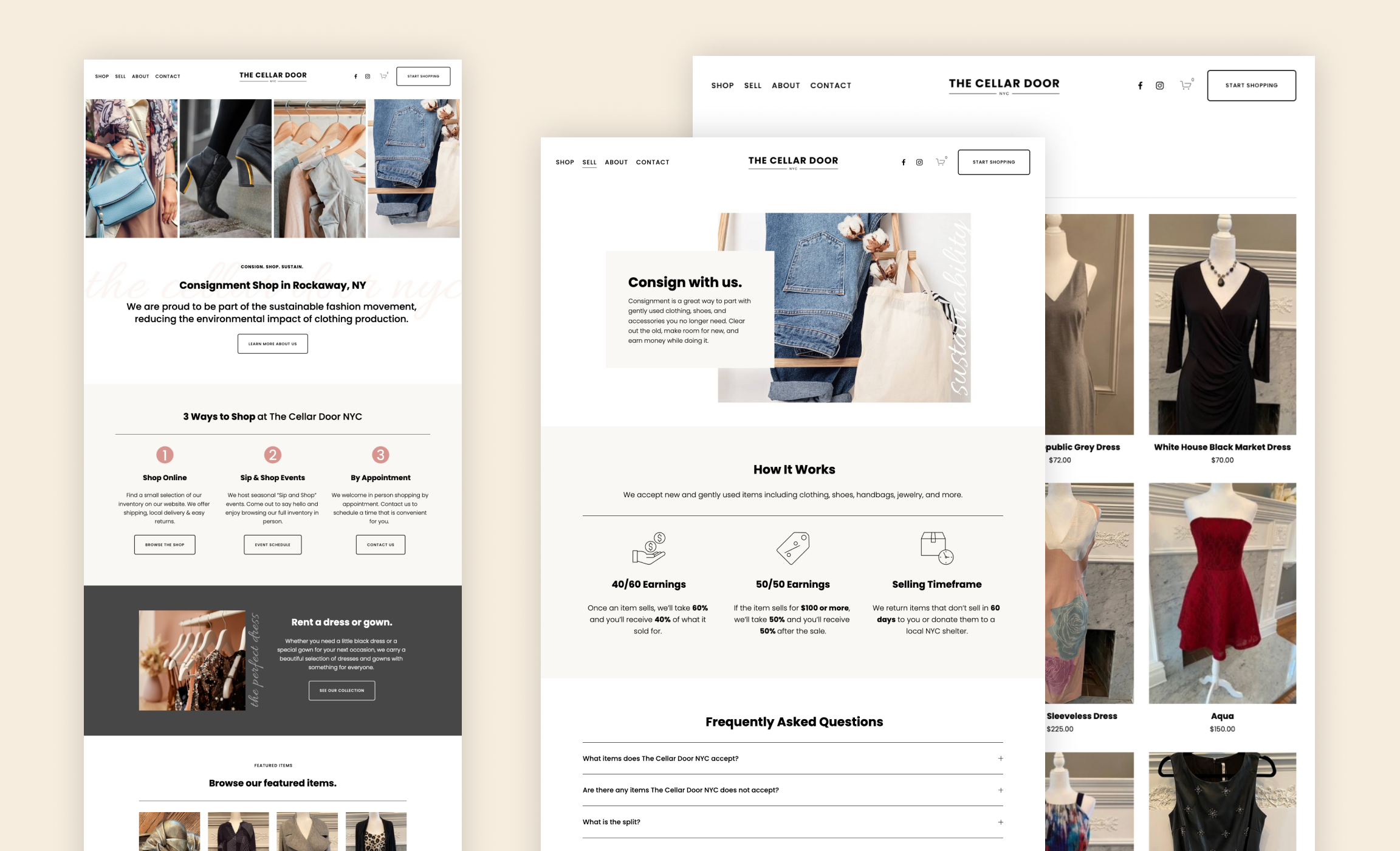 Clean and Modern Squarespace Website for a Consignment Shop