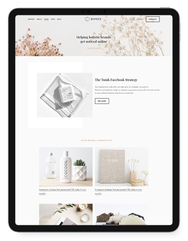 Squarespace coaching website template on tablet — strategic layout for coaches and course creators