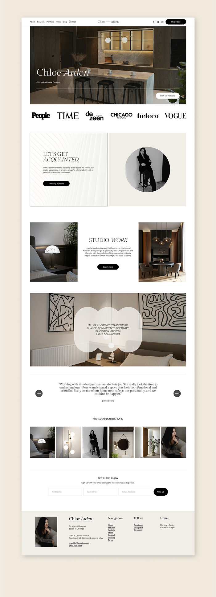 Squarespace template Interior designer
