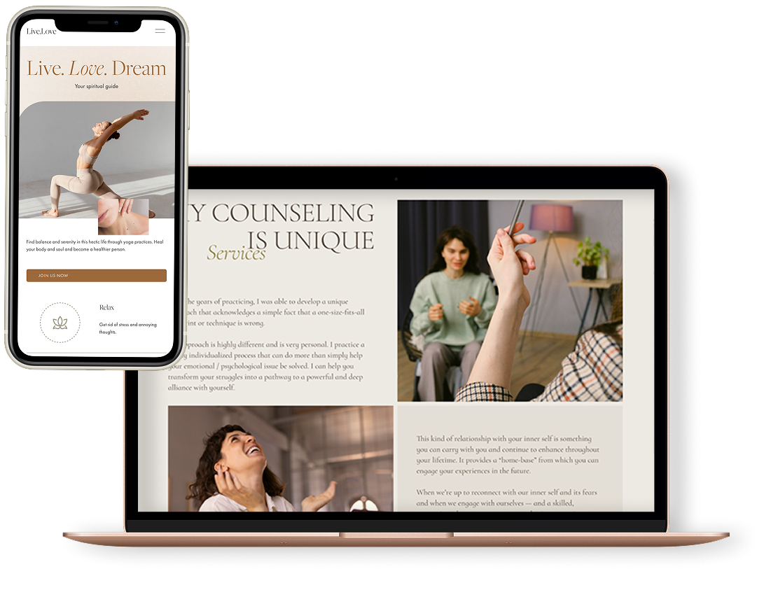 Squarespace template for health and wellness professionals shown on desktop and mobile — Applet Studio