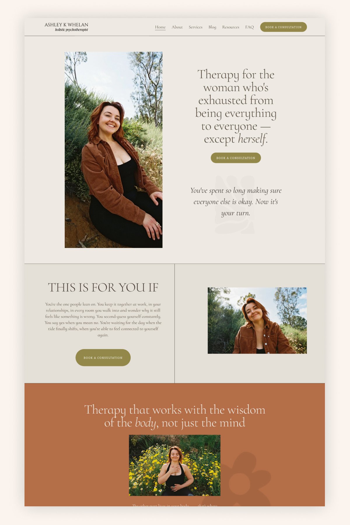Grounded Squarespace Website for a Holistic Psychotherapist