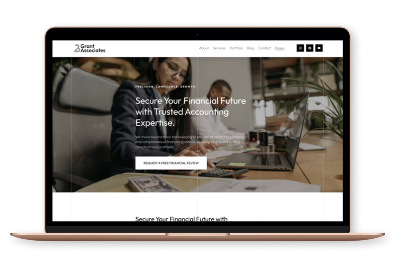 Grant Squarespace template for startups, financial firms