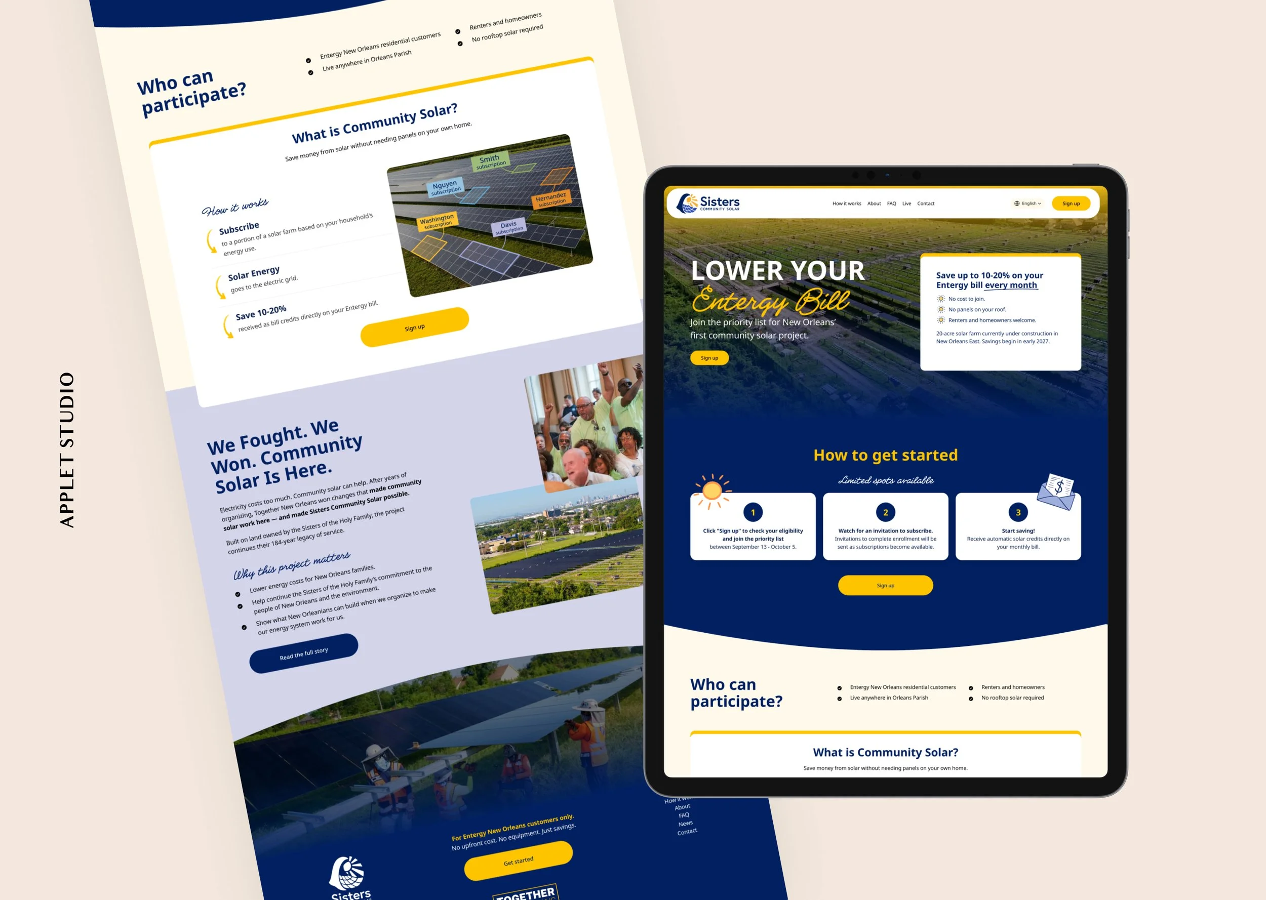 Squarespace website for community solar project