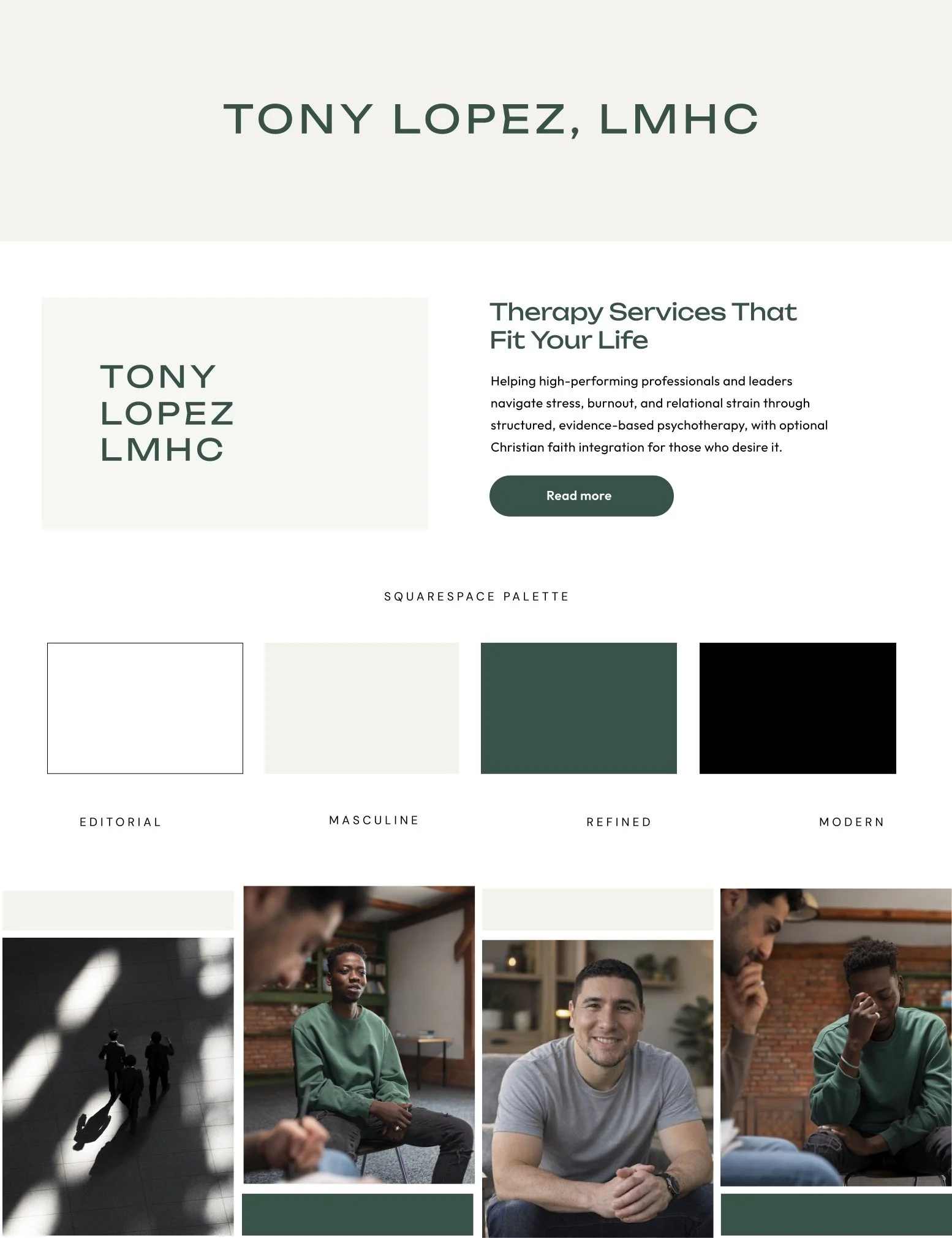 brand moodboard for therapist website