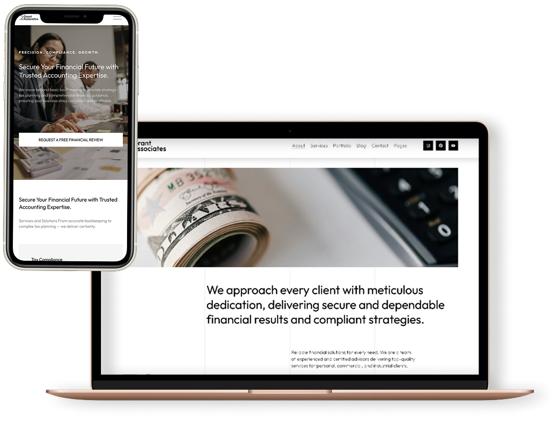 Squarespace template for lawyers shown on desktop and mobile — Applet Studio