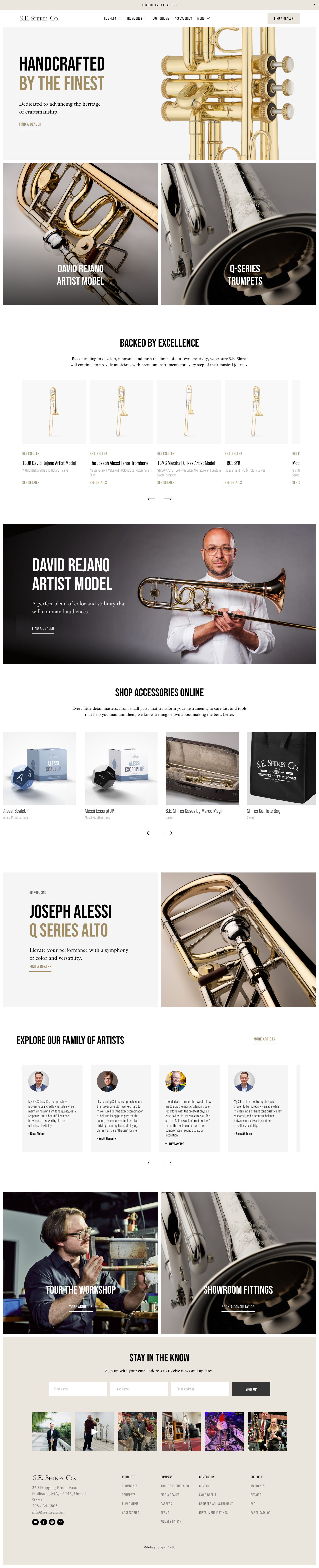 Squarespace Website for a Brass Instrument Maker