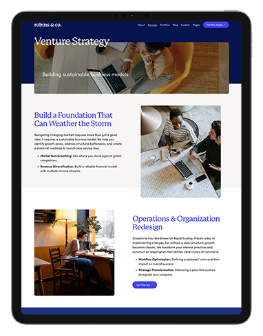 Squarespace nonprofit website template on tablet — strategic layout for mission-driven organizations