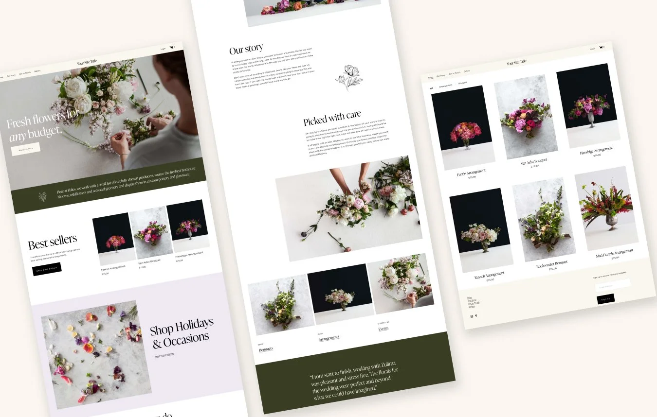 Free Squarespace Template for florists Hales