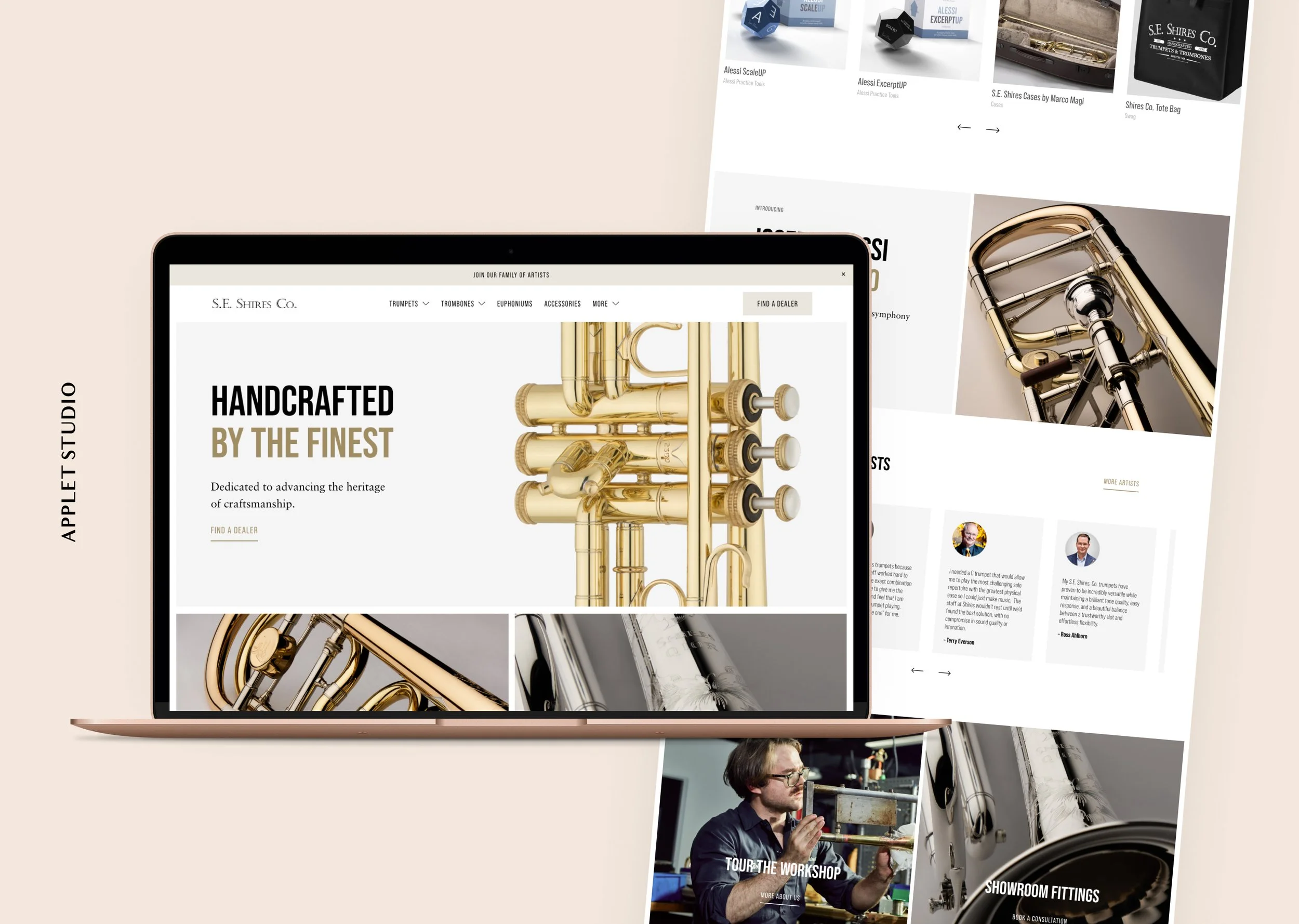 Squarespace Website for Squarespace Website for a Brass Instrument Maker