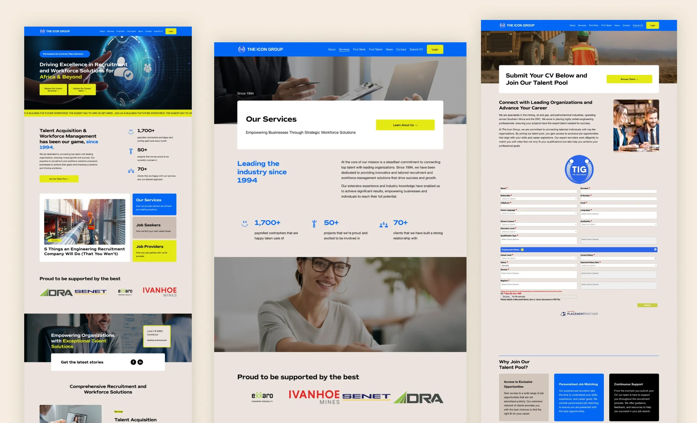 squarespace website for a recruitment agency