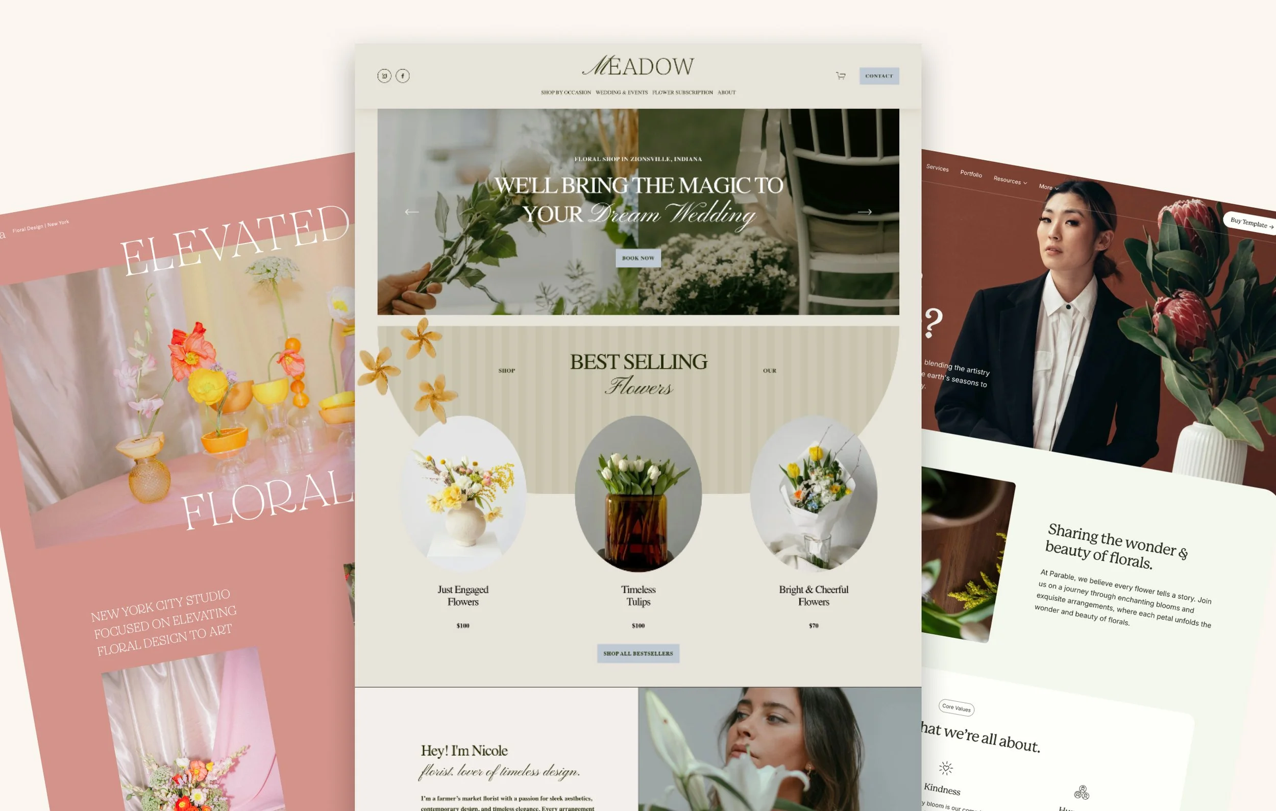 best squarespace templates for florists cover