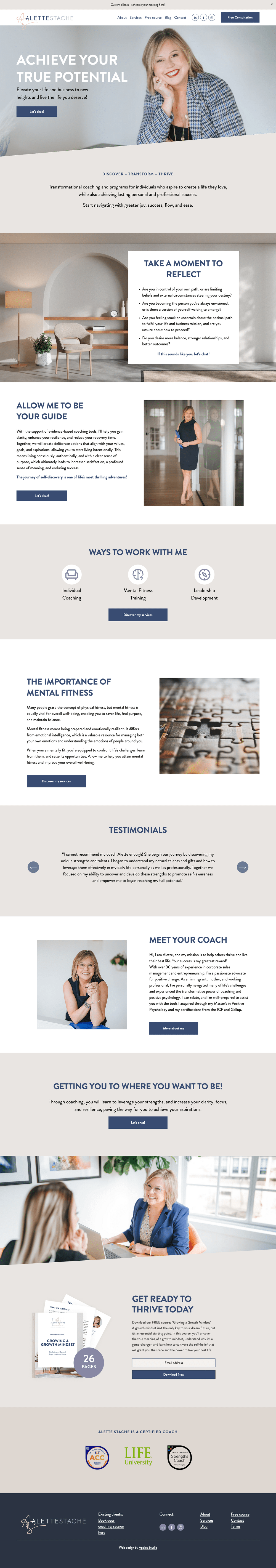 Minimalist Squarespace Website for a Life Coach — Applet Studio