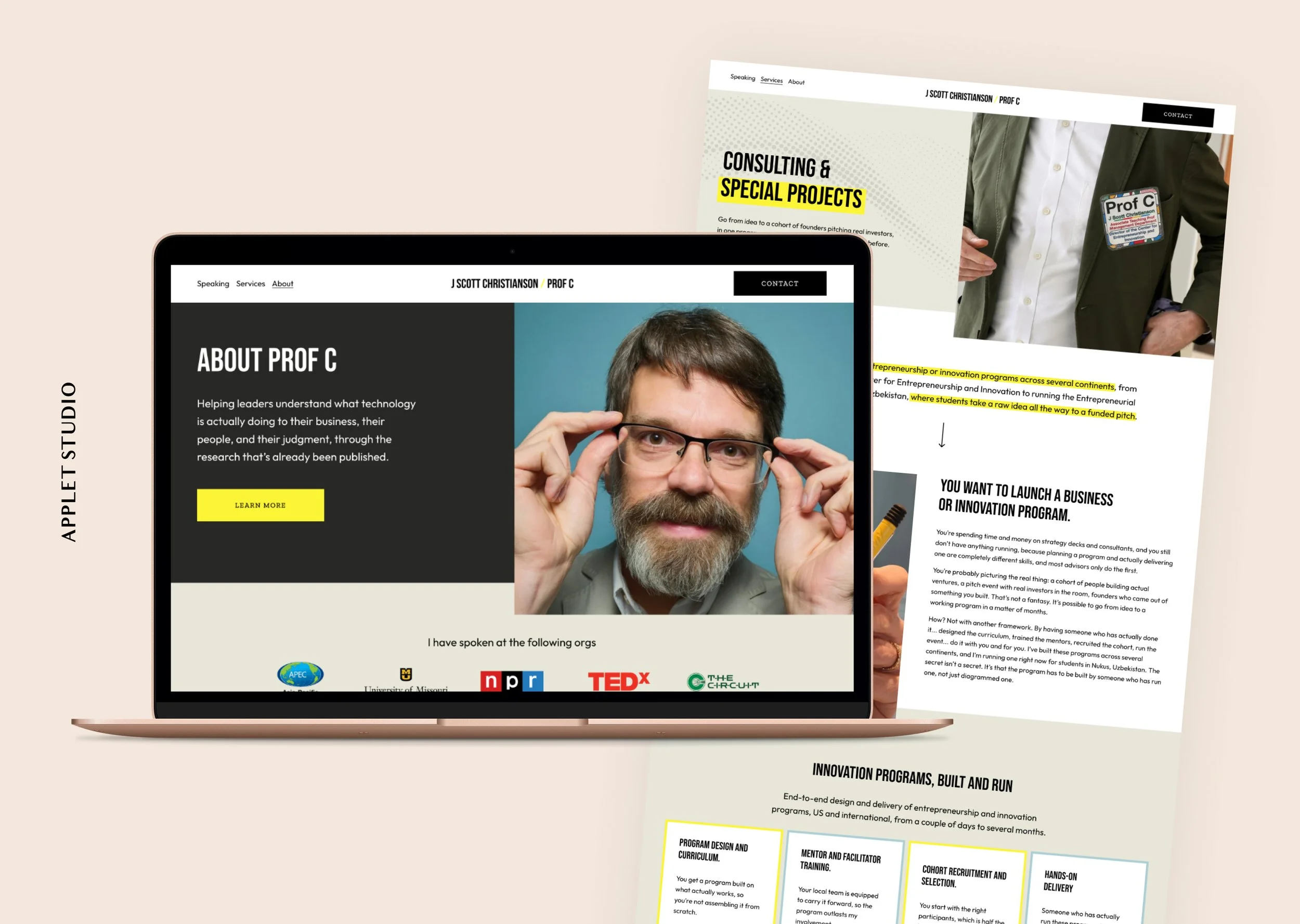 squarespace website for a keynote speaker