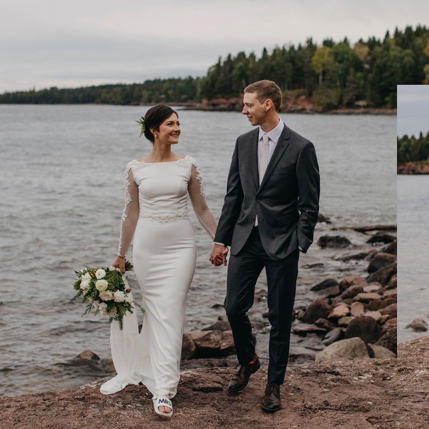 North shore weddings... 🌊🤍 

PS: peep those lil' &quot;Mrs.&quot; sandals. Could've had her go barefoot but they added a lil touch of Sarah 🤌

PS2: if your dress has a train, I will probably have you hold it like this. My favorite!