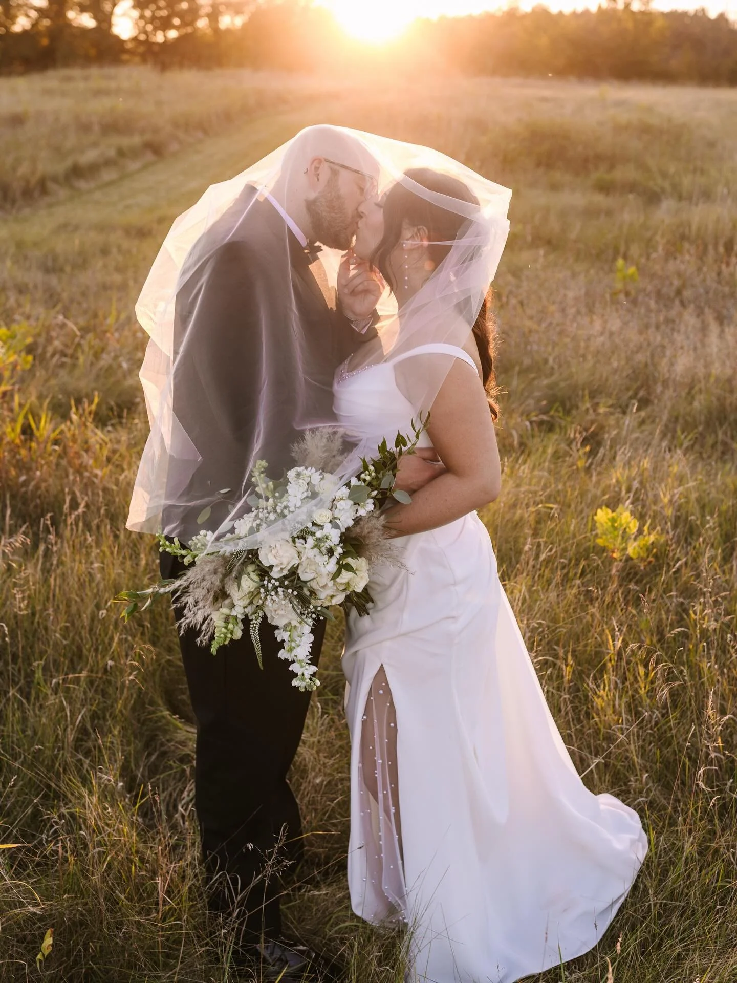 Mr. &amp; Mrs. Lindsey at @creeksidefarmwedevents 🧡