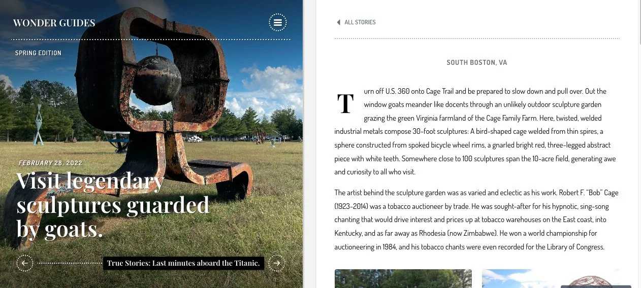 Visit legendary sculptures guarded by goats. Wonder Guides, Spring 2022