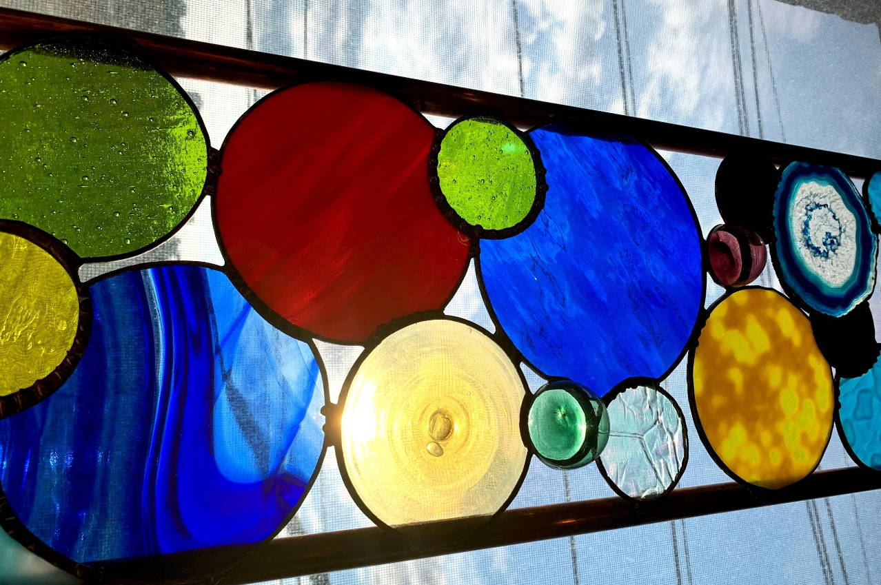 custom commissioned stained glass art outdoor lauren delsignore shard glass studio