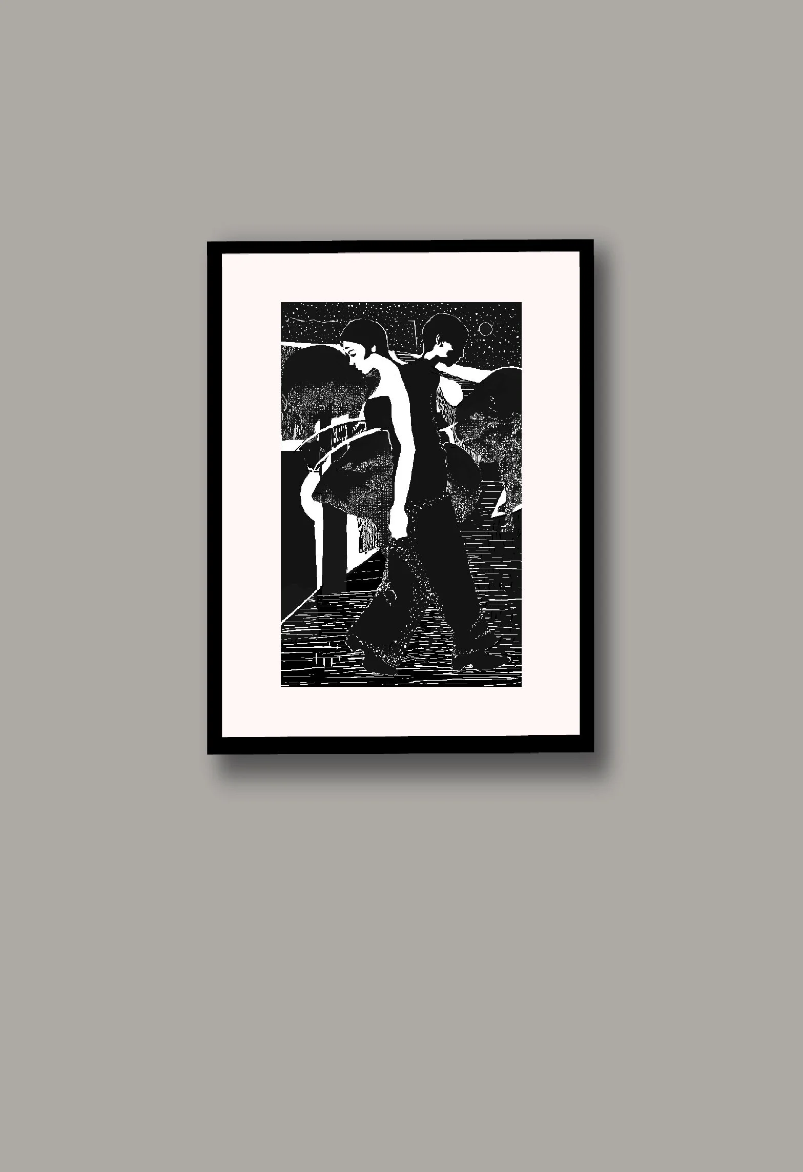 Linocut "Two sides" А4