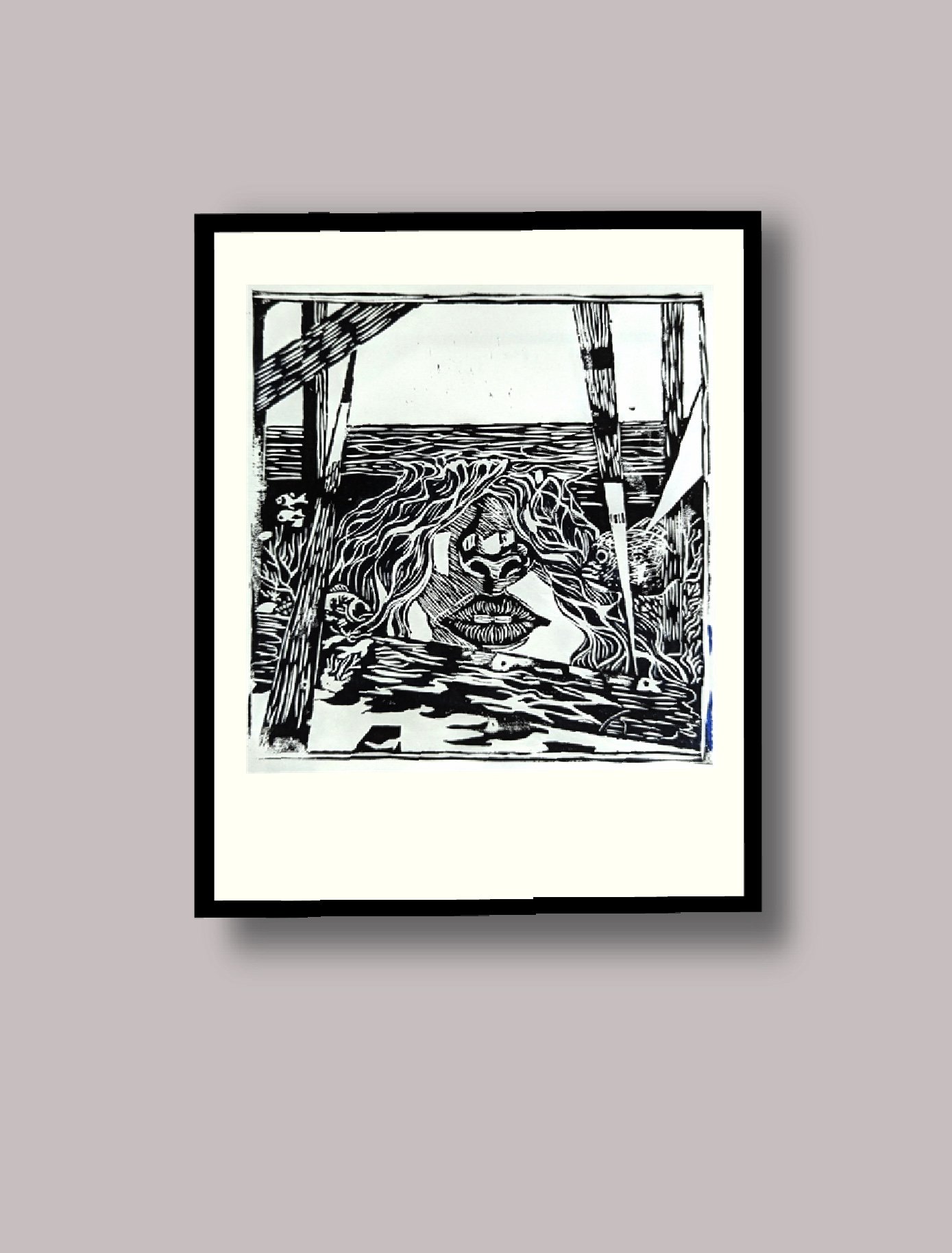 "Transcending Borders" Linocut