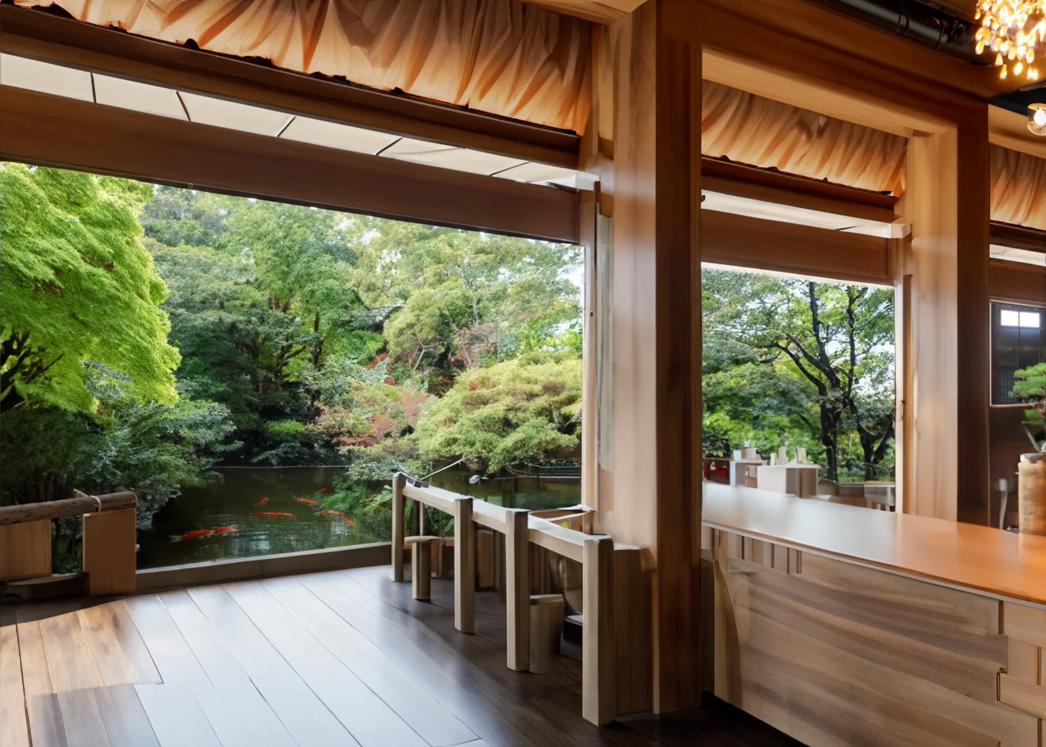 AI Art, interior architecture, design architect, wooden interior finishes