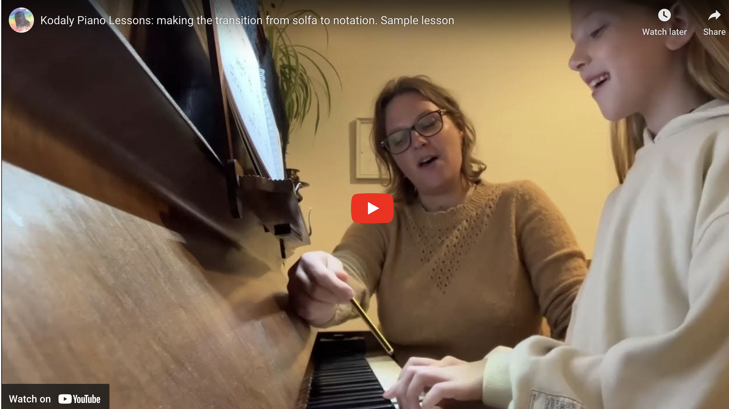 Kodaly Piano Lesson Example - making the connection between singing solfa and reading the stave
