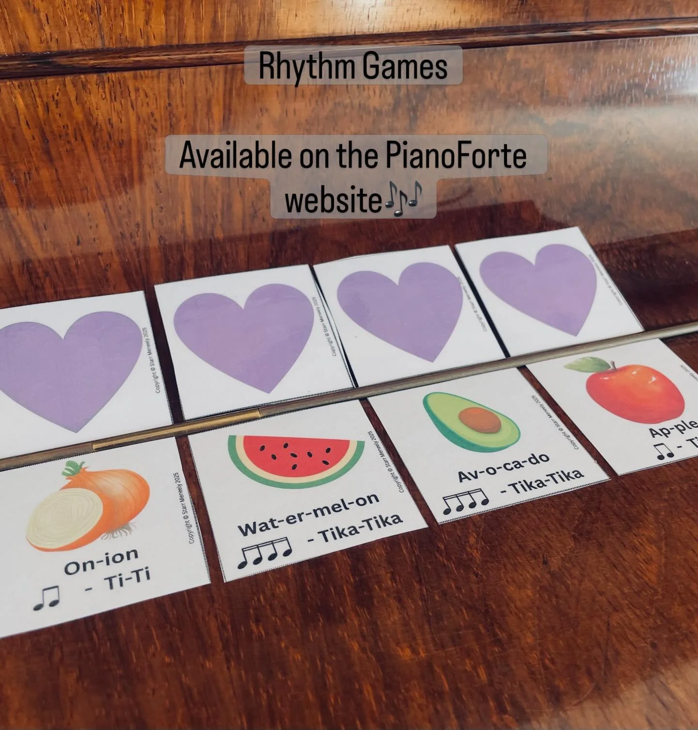 Rhythm fun!! Scramble them up, move the around, clap, drum, stomp. Even onions can make learning fun! 

#pianofortemethod #pianoteacher #musicteachers