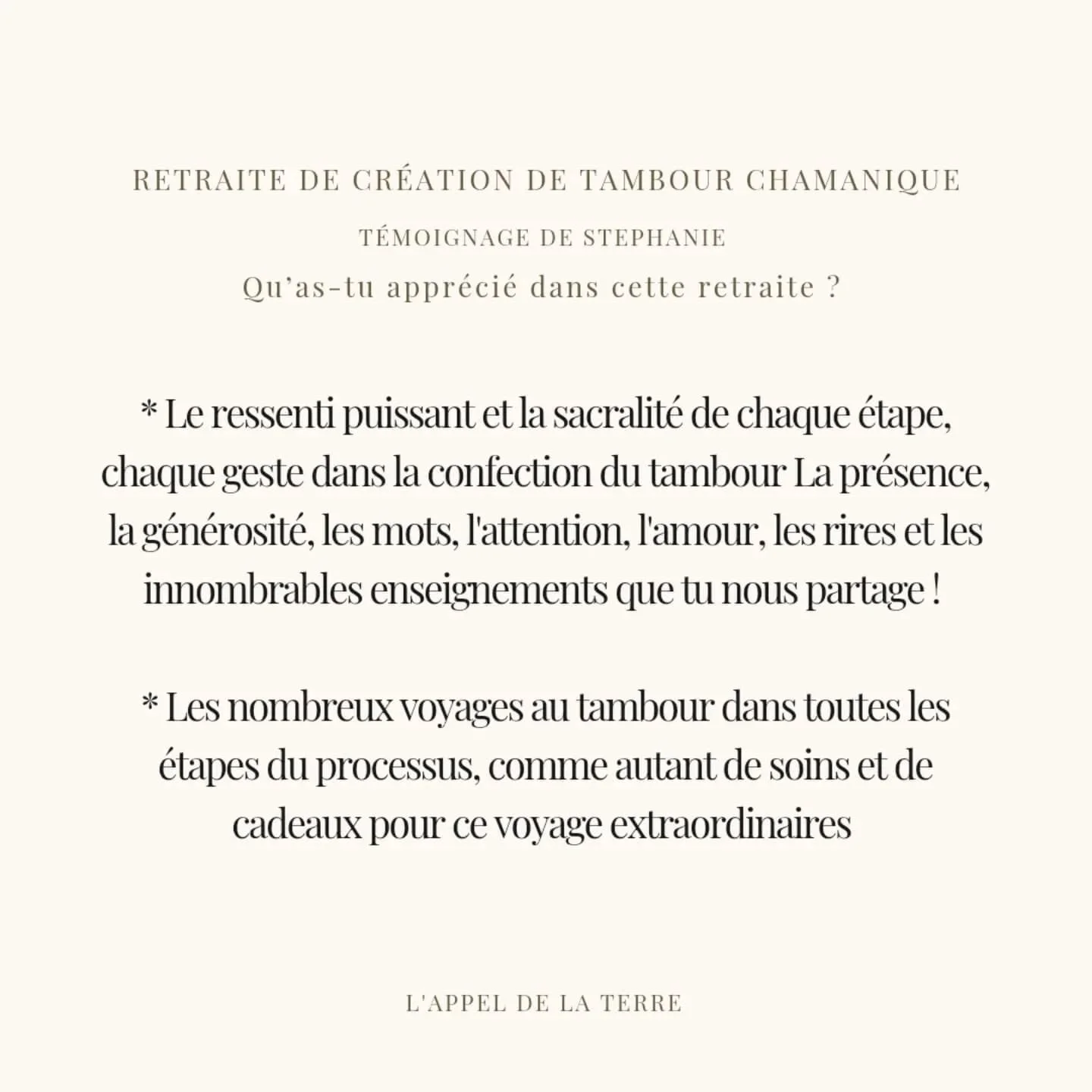 L&rsquo;APPEL DU TAMBOUR 
Une retraite de cr&eacute;ation de Tambour M&eacute;decine, yoga et pratiques chamaniques du 21 au 24 juillet, dans un lieu magique, un ancien couvent pos&eacute; en haut d&rsquo;une colline de Bourgogne. 
❤️&zwj;🔥 DEUX DER