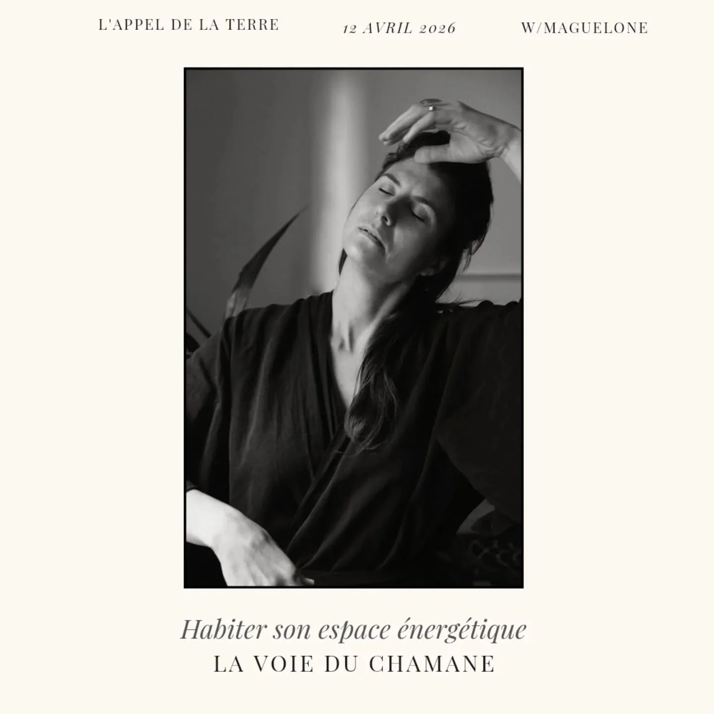 LA VOIE DU CHAMANE
&ldquo;Habiter son espace &eacute;nerg&eacute;tique&rdquo;
12 avril 2026, 14h30-17h @lecentreelement 

Ce Cercle est particuli&egrave;rement fait pour vous si:

* vous &ecirc;tes hypersensibles (aux &eacute;motions, aux lieux, aux 