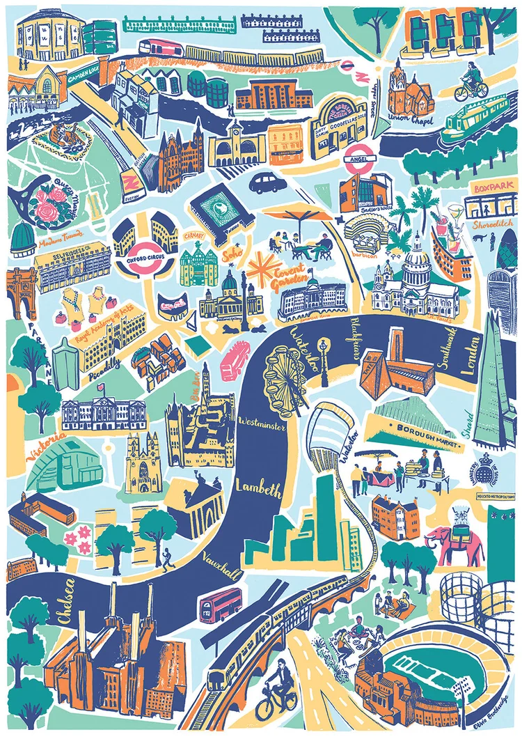 Central London Illustrated Map Olivia Brotheridge Design