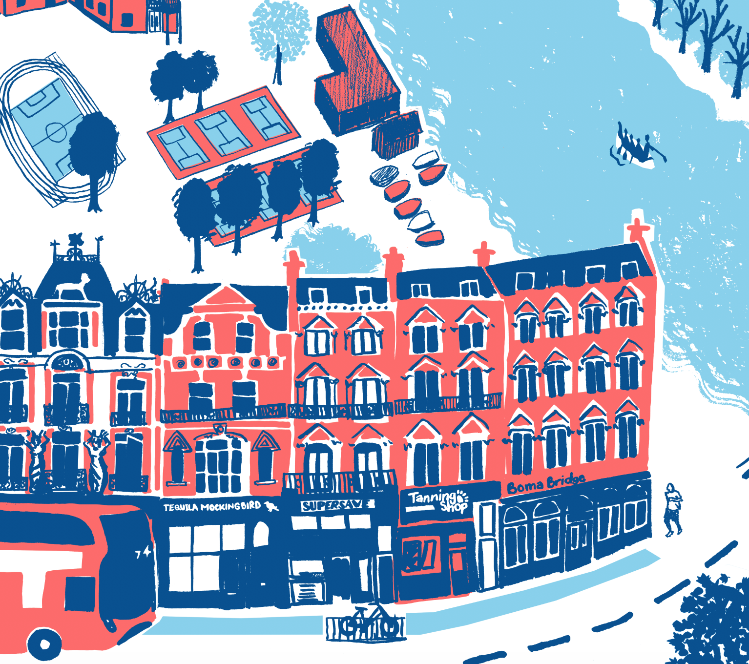 Hammersmith Fulham Illustrated Map Olivia Brotheridge — Olivia