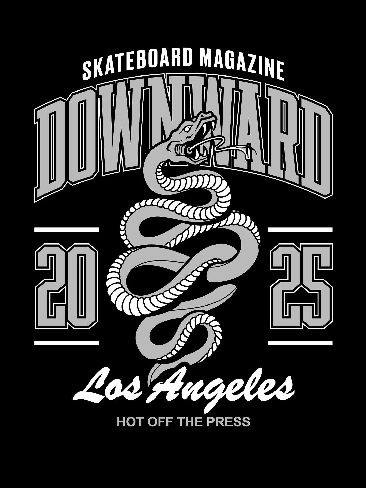 Worked on a new apparel graphic for @downwardmag 🐍 Grab a tee while they&rsquo;re ssstill hot, and check out the latest Downward skate mag issue 6 

#downwardskatemag #forthecity #losangeles #apparelgraphic #graphicdesign #illustration