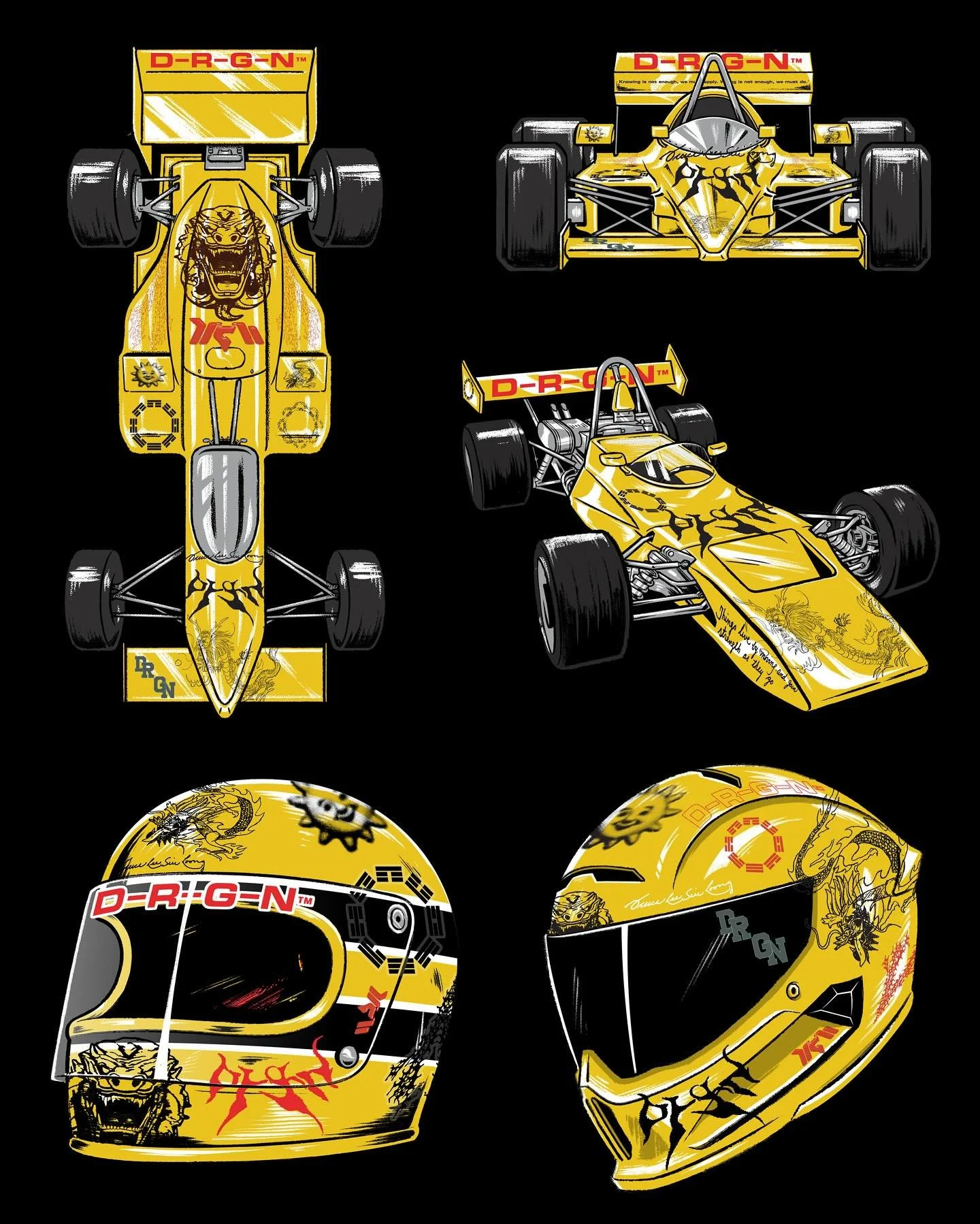Worked on a few racing themed illustrations for an apparel collection for D-R-G-N 🏎️🏁

Circa 2023

#illustration #appareldesign #graphicdesign #racing #f1