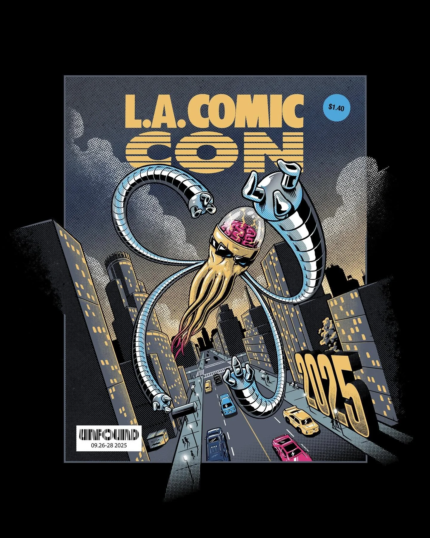 Excited to finally share the graphic I illustrated for this year&rsquo;s L.A. ComicCon! 🐙💥

Thanks to @the___unfound for bringing me on board &mdash; through their collab with @comicconla, I had the opportunity to create this design for the officia