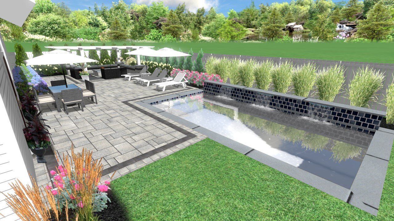 Landscape design with inground pool in South Kingstown, RI