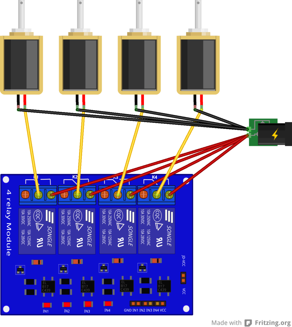 Schematic example of relay and solenoid circuit