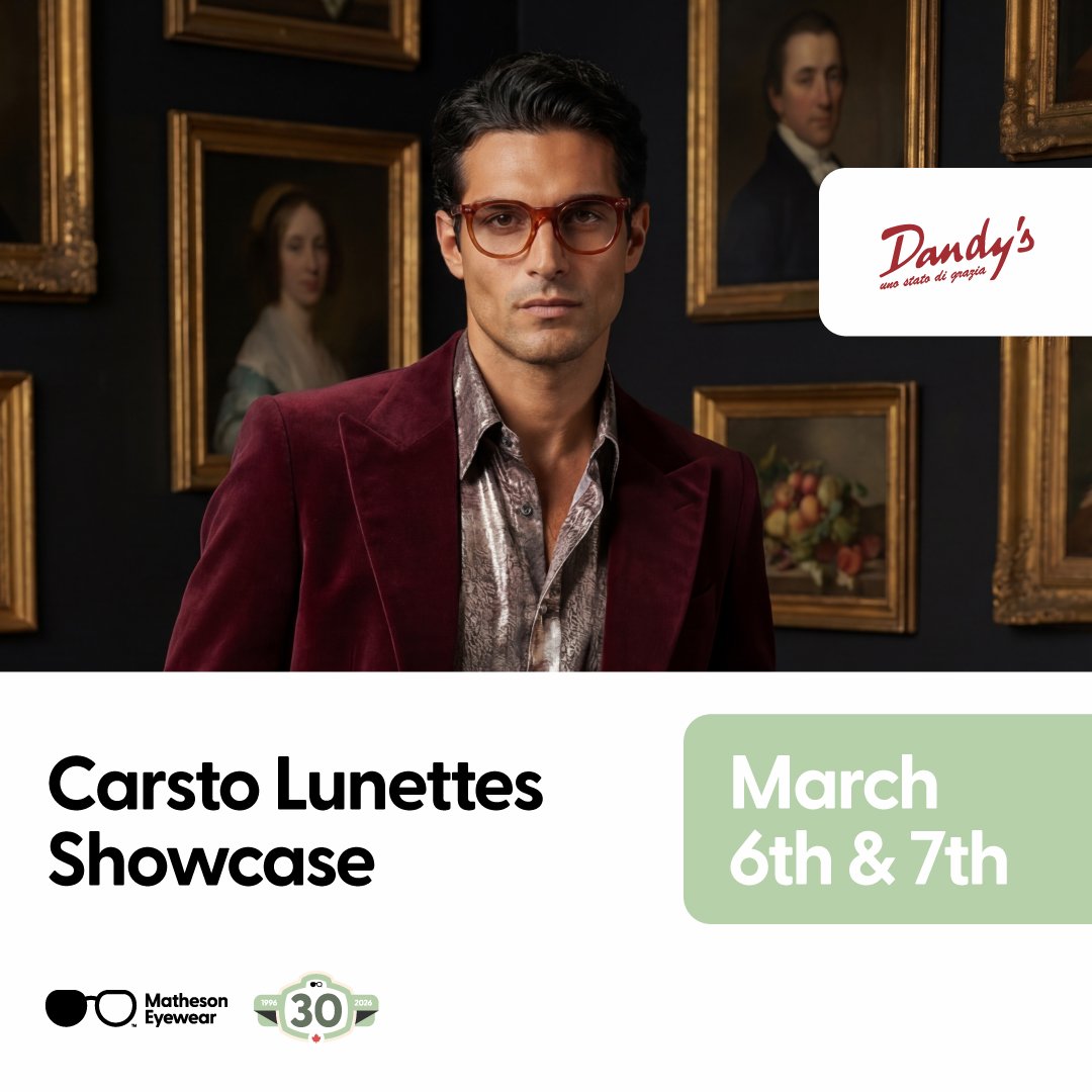 Get Ready for a Showcase! 🎉👓✨ Chris from Carsto Lunettes will be here on March 6th &amp; 7th with all the new Dandy's, Germano Gambini, and Acoustic Line Spring/Summer Releases! A perfect time to see the absolute newest styles and freshest looks!