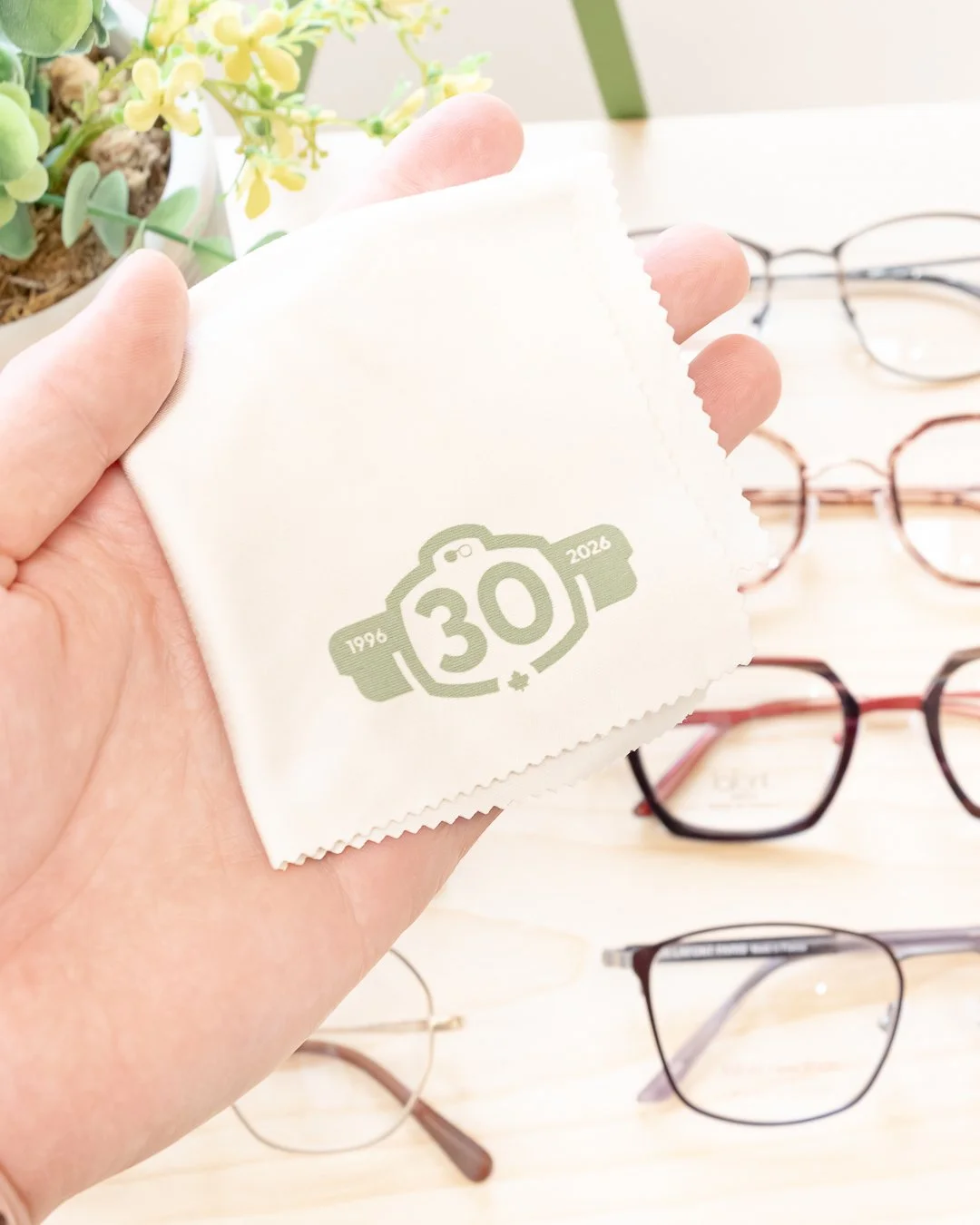 A piece of our anniversary celebration. Limited Edition Cloths! 👓🧼✨ Find these cloths in our dispensary until the end of the year!