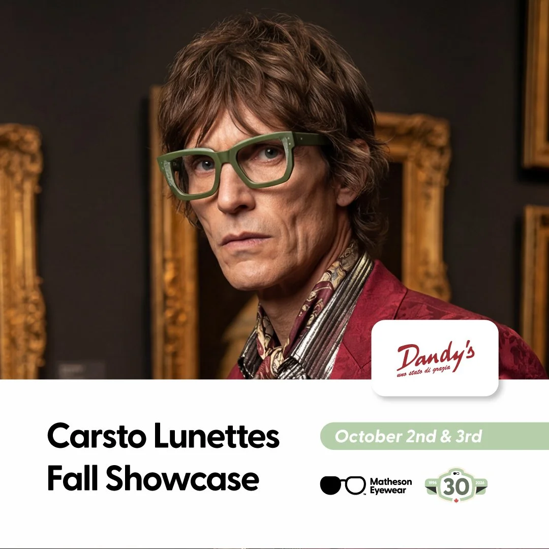 Showcase Incoming! 🎉🔜🕶️ Chris from Carsto Lunettes will be here on October 2nd &amp; 3rd with his collections, including Dandy's! Showcases are an excellent time to see new Fall/Winter releases and every frame in each colour variation it comes in!